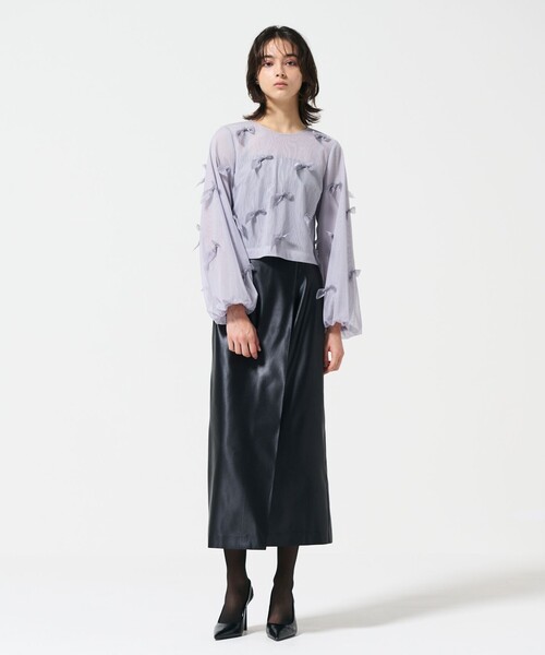 tシャツ リボンチュールトップ レディース