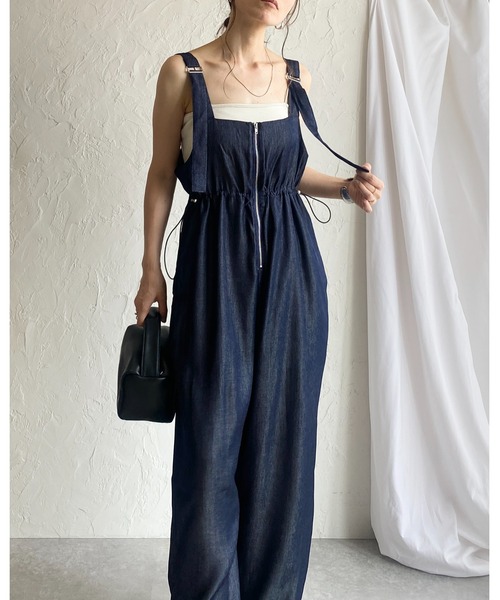 サロペット・オーバーオール・オールインワン ENFOLD 24SS STRAIGHT JUMPER-SKIRT 36 She's Closet サロペット オーバーオール フロントジップハイ