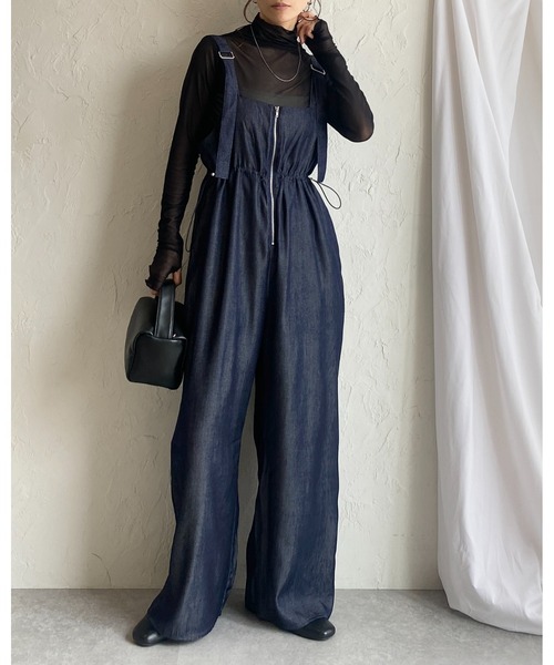 She's Closet ワイドパンツサロペット She's Closet サロペット オーバーオール ハイウエスト