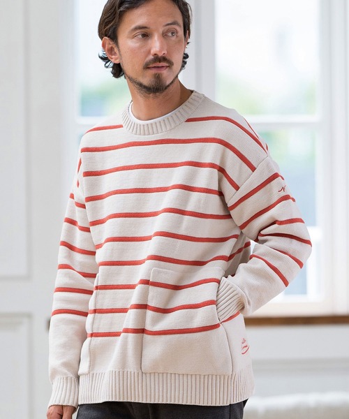 セーター ニット mn2994-ボーダーニットPO-サイセンタク プルオーバー