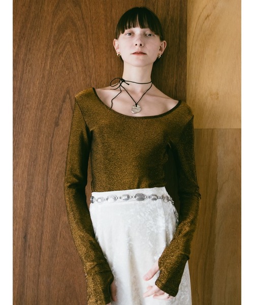 sahara/2way Glitter Top長袖Tシャツ/BRW/01-tp002-24-03 セール】2way Glitter Top/2ウェイグリッタートップ（Tシャツ
