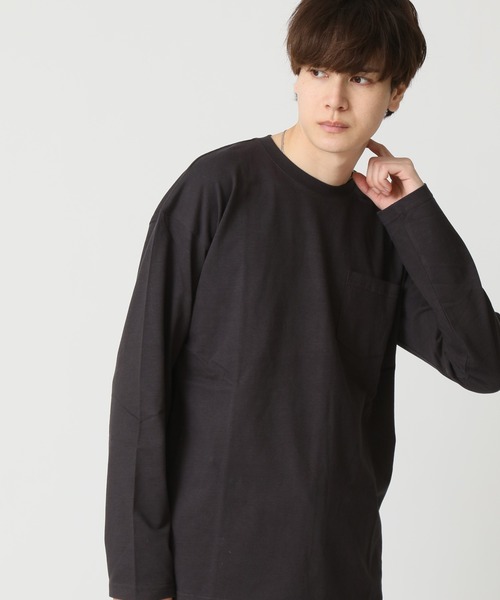 メンズ ロンT カットソー カジュアル ドロップショルダー S02531 ARCADE tシャツ ピーチ天竺 ドロップショルダー 胸ポケット