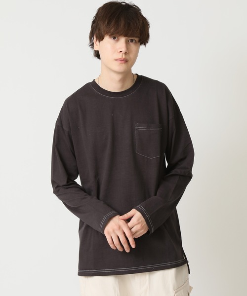 ARCADE tシャツ ピーチ天竺 ドロップショルダー 胸ポケット