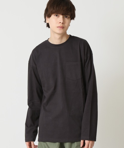 メンズ ロンT ビックシルエット ドロップショルダー Z01883 ARCADE tシャツ ピーチ天竺 ドロップショルダー 胸ポケット