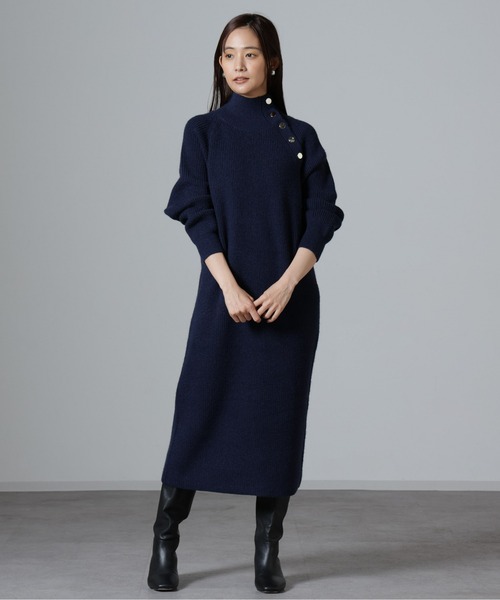 新品　STOF　ストフ　ニットプルオーバー　ワンピース　ユニセックス　日本製 NANO universe（ナノ・ユニバース） ワンピース 釦ディティール片畦