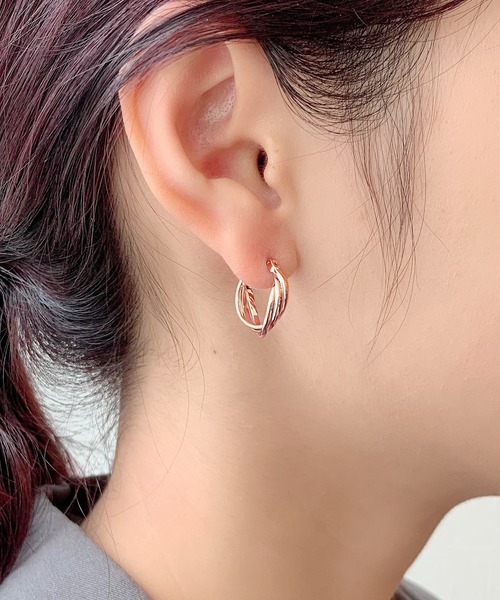 ciite' ピアス ミニねじれ3連フープピアス (両耳用) レディース