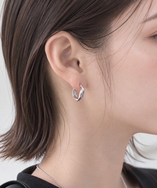 ciite' つけっぱなし フープ ピアス ミニねじれ3連フープピアス (両耳