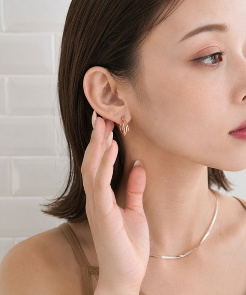 ciite' つけっぱなし フープ ピアス ミニねじれ3連フープピアス (両耳