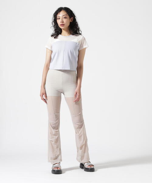 tシャツ LAYERED L/S TOP レディース L.H.P tシャツ OJOS/オホス/HALF SHEER JERSEY TEE レディース