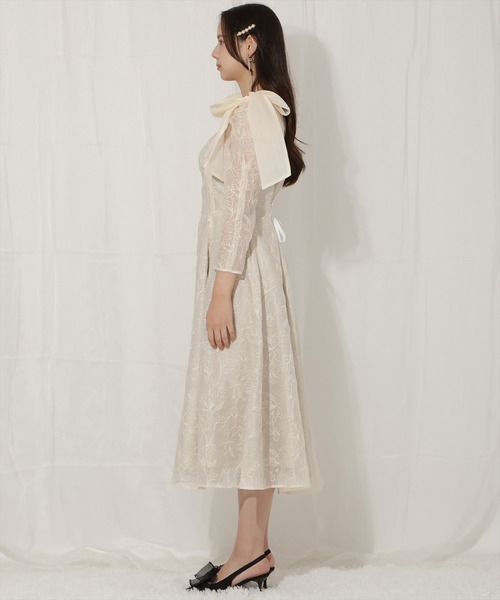 WILLSELECTION ドレス　結婚式　お呼ばれ WILLSELECTION ドレス フラワー刺繍肩リボンドレス : ZOZOTOWN