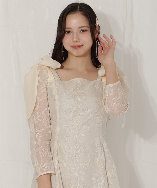 WILLSELECTION ドレス フラワー刺繍肩リボンドレス : ZOZOTOWN