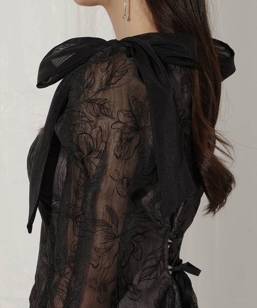 WILLSELECTION（ウィルセレクション） ドレス フラワー刺繍肩リボン