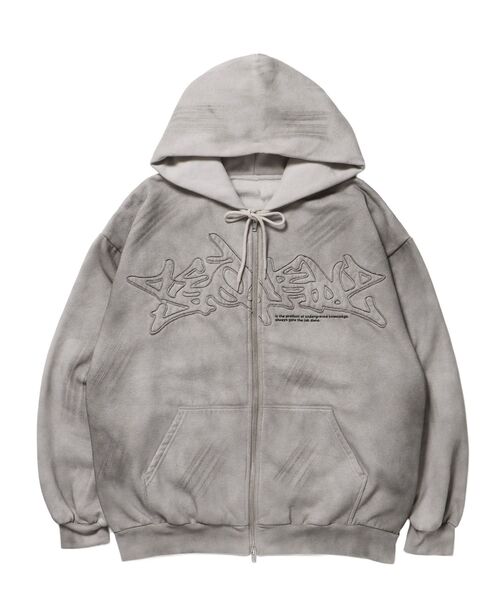 パーカー ＊新色追加「SEQUENZ（シークエンズ）」LOGO APPLIQUE ZIP HOODIE / フェード フルジップ オーバーサイズ ヴィ | SEQUENZE | 02