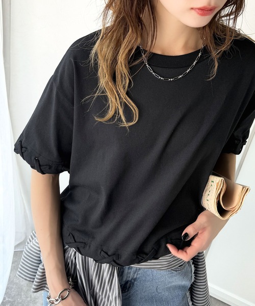 tシャツ 華やかさとこなれ感を両立！レースアップデザインクロップドＴシャツ(半袖) レディース | classicalelf | 16