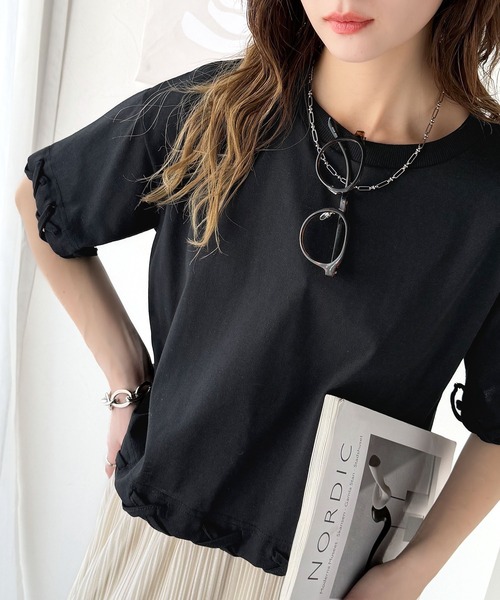 tシャツ 華やかさとこなれ感を両立！レースアップデザインクロップドＴシャツ(半袖) レディース | classicalelf | 18