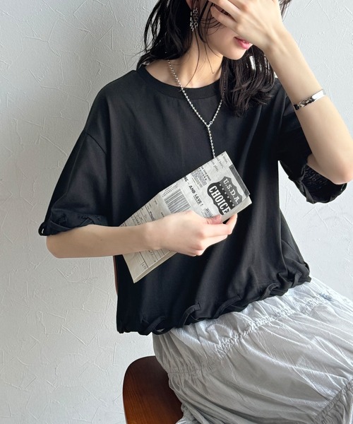 tシャツ 華やかさとこなれ感を両立！レースアップデザインクロップドＴシャツ(半袖) レディース | classicalelf | 07