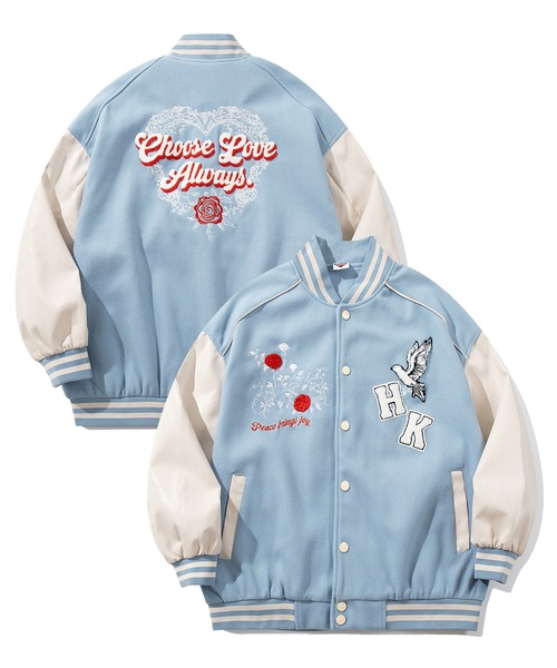 スタジャン HOOK -original- サガラ刺繍ワッペンスタジャン メンズ