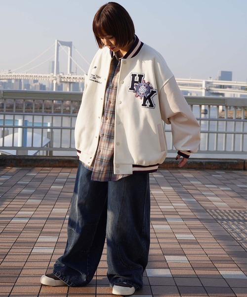 極希少 80s vintage Houston レザー スタジャン ワッペン　L Amazon | 限定 Classic 本革 レトロ ワッペン仕様 レザー