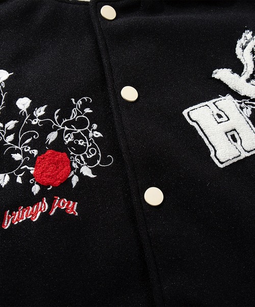 ブラックスタジャン ホワイト刺繍 レッドパッチ ブラックスタジャン ホワイト刺繍 レッドパッチ ブラックスタジャン