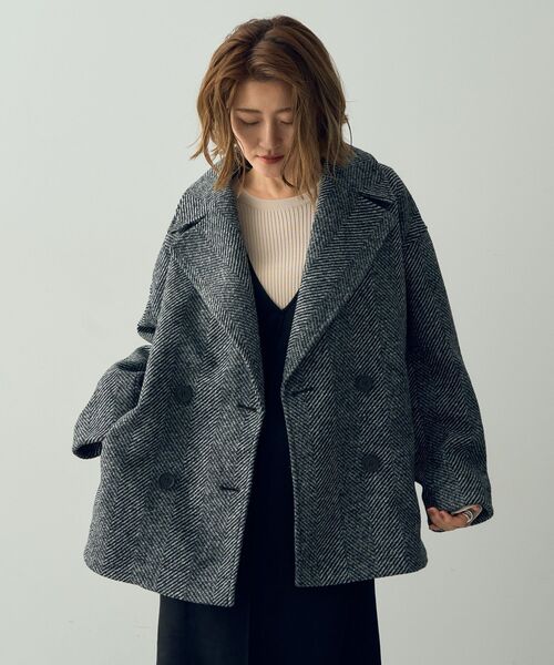 「YECCA VECCA」 ピーコート FREE グレー レディース_画像4