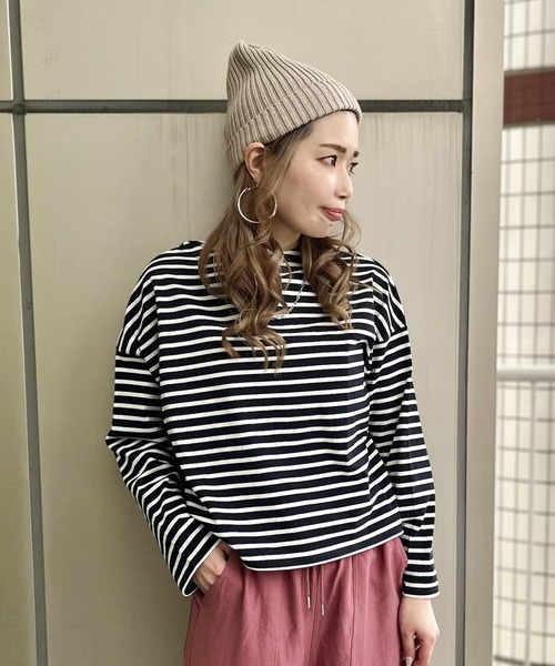 Green Parks tシャツ ボックスシルエットボーダープルオーバー