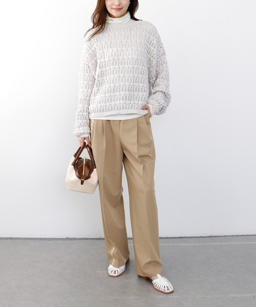 ニット セーター テープヤーンレースメッシュ 前後2wayニット レディース Jines ニット セーター テープヤーンレースメッシュ 前後2way