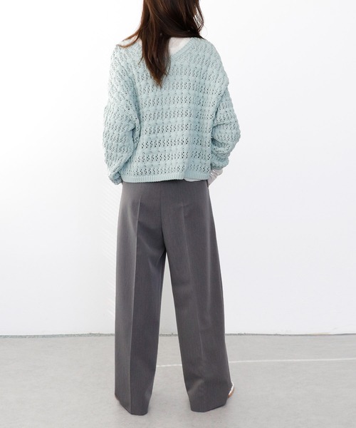 ニット セーター テープヤーンレースメッシュ 前後2wayニット レディース Jines ニット セーター テープヤーンレースメッシュ 前後2way