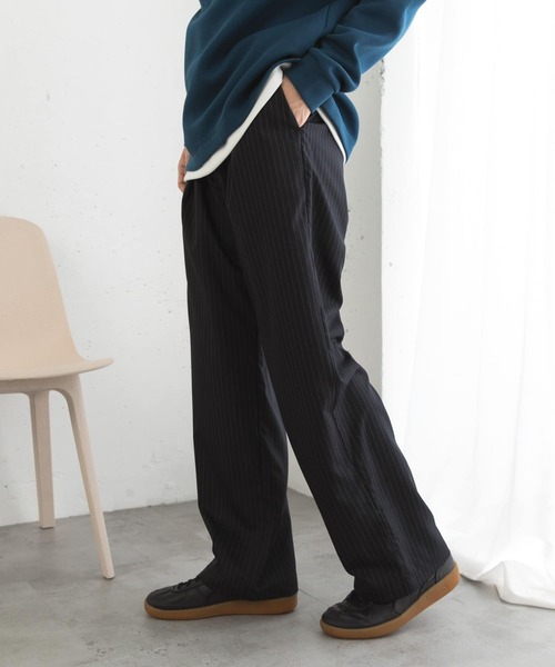 80s ピンストライプ ワイドスラックス 2タック ストライプ