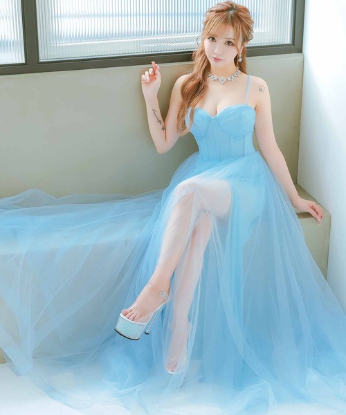 Tika（ティカ） ドレス キャバドレス ロング フレア ノースリーブ