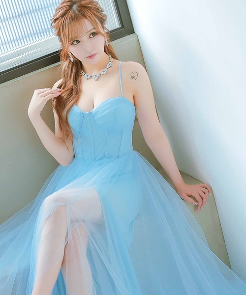 Tika（ティカ） ドレス キャバドレス ロング フレア ノースリーブ