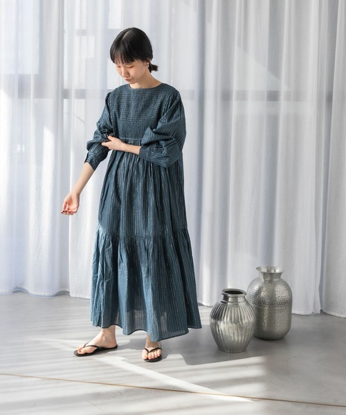 URBAN RESEARCH DOORS ワンピース ラメストライプワンピース