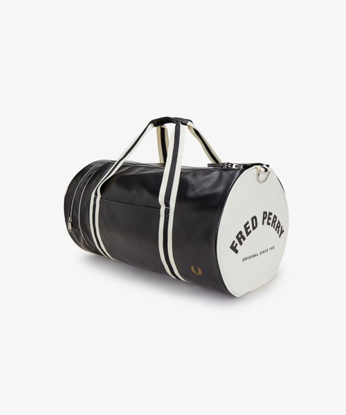 FRED PERRY ドラムバッグ ゴールド＆ブラック FRED PERRY ドラムバッグ Classic Large Barrel Bag／クラシック