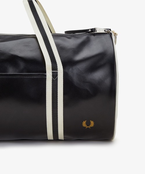 FRED PERRY ドラムバッグ 黒/白 Classic Barrel Bag／クラシックバレルバッグ（ドラムバッグ