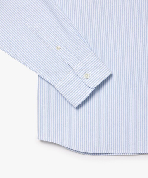【新品未使用】LACOSTE 長袖シャツ サイズ36 水色ストライプ LACOSTE ラコステ 長袖ボタンシャツ ストライプ 胸ロゴ 水色