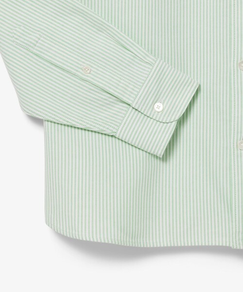 Lacoste 緑と白のストライプシャツ ラコステ LACOSTE ストライプオープンカラーシャツ （グリーン