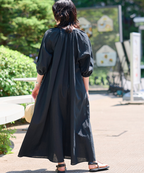 リネンコットンラグランギャザーワンピース JOURNAL STANDARD relume ワンピース リネンコットンラグラン