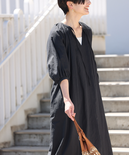 リネンコットンラグランギャザーワンピース　JOURNAL STANDARD JOURNAL STANDARD relume ワンピース リネンコットンラグラン