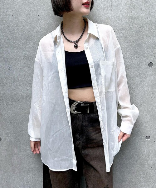 PAGEBOY ブラウス シャツ ソフトラメシアールーズシャツ