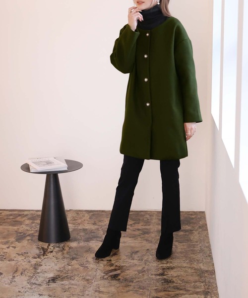 「Doula Doula」 ノーカラーコート L ブラウン レディース_画像7