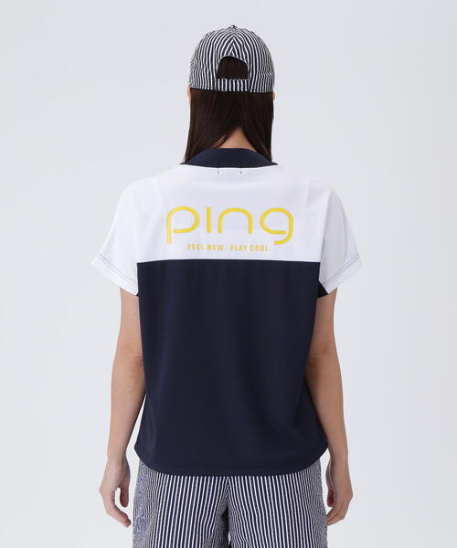 「PING APPAREL」配色半袖ハイネックシャツ 「LADIES LINE」 (LADIES) レディース PING 「PING APPAREL」配色半袖ハイネックシャツ 「LADIES LINE