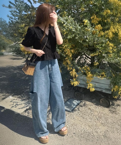 ジーンズ デニム デニムパンツ 「AYA×クラシカルエルフコラボ」 洗練された大人のカジュアルスタイル！カットアウトカーブデニム レディース | classicalelf | 02