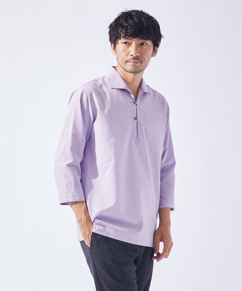 ABAHOUSE GRAY シャツ 新色追加！「リネンタッチ」カプリ7分袖シャツ