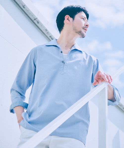 ABAHOUSE GRAY 七分袖 シャツ 新色追加！「リネンタッチ」カプリ7分袖