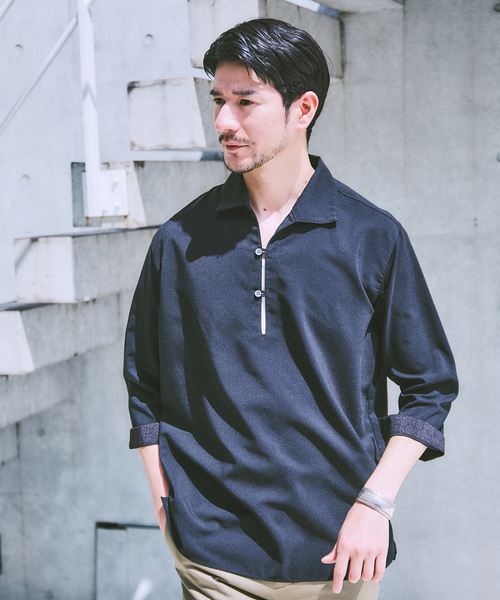 ABAHOUSE GRAY シャツ 新色追加！「リネンタッチ」カプリ7分袖シャツ