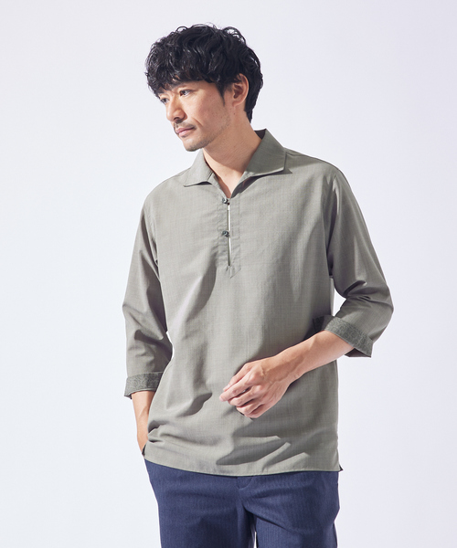 ABAHOUSE GRAY 七分袖 シャツ 新色追加！「リネンタッチ」カプリ7分袖