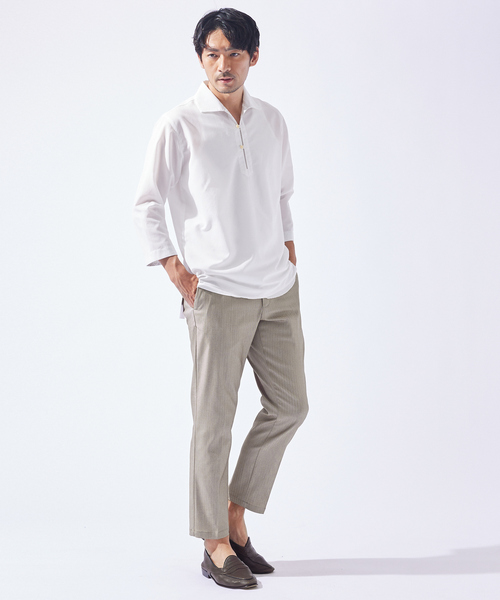ABAHOUSE GRAY 七分袖 シャツ 新色追加！「リネンタッチ」カプリ7分袖
