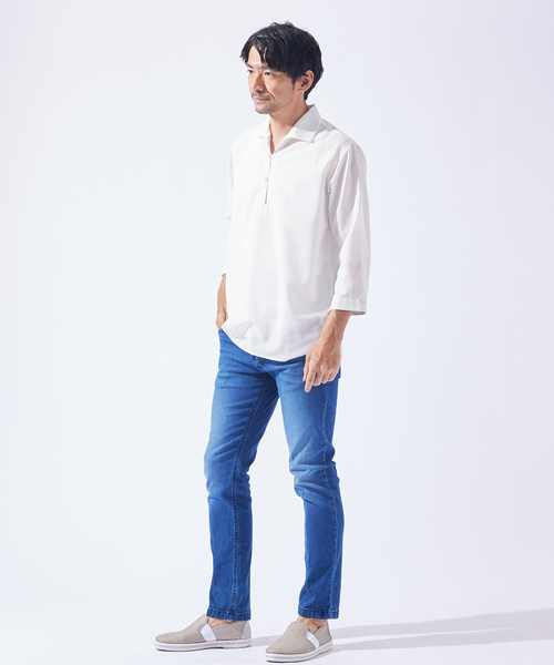 ABAHOUSE GRAY 七分袖 シャツ 新色追加！「リネンタッチ」カプリ7分袖