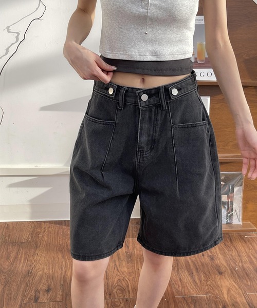 everyone denim デニム　ショーツ Black ハーフパンツ MAISON DE THERESE（メゾン ド テレーズ） ハーフパンツ ジーンズ