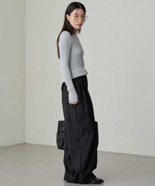 【LOUNGEDRESS】美品　グレー ニットセーター 長袖 カジュアル Loungedress 「LOUNGEDRESS」 長袖ニット FREE シルバー