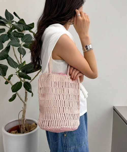BAGMATI 編み込みデザイン かごバッグ le.coeur blanc バッグ カゴバッグ BAGMATI 柄あみかごバッグ